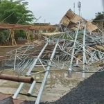 Ornamen Bambu dikawasan Kampung Ketupat Sungai Baru Banjarmasin Roboh