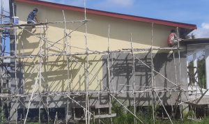 Pembangunan Gedung RPS Tata Busana SMKN 4 Marabahan hampir terselesaikan