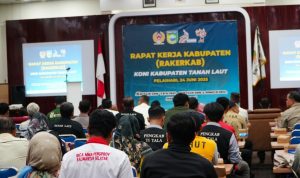 Pesan Bupati di Rakerkab KONI Tala agar berorientasi pada prestasi,”