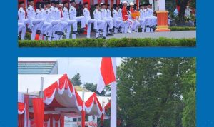 Tanah Laut  Sukses Gelar Upacara Pengibaran Bendera Merah Putih dan Bendera Raksasa 80 Meter