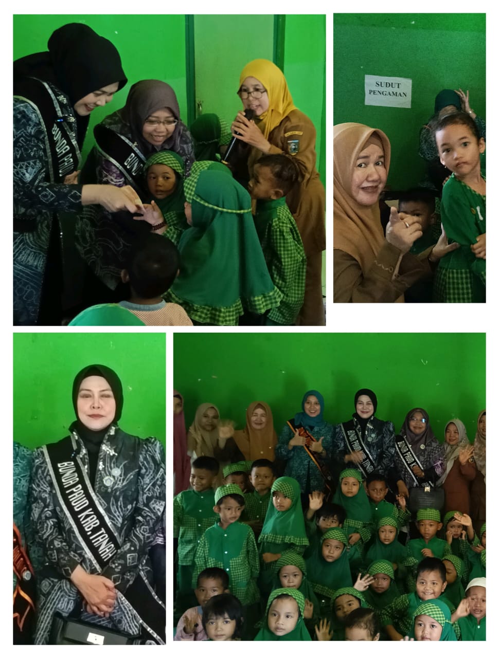 Hj Dian Rahmat sampaikan Apreasi yang tinggi dalam kunjungan ke TK Bina Ilmu