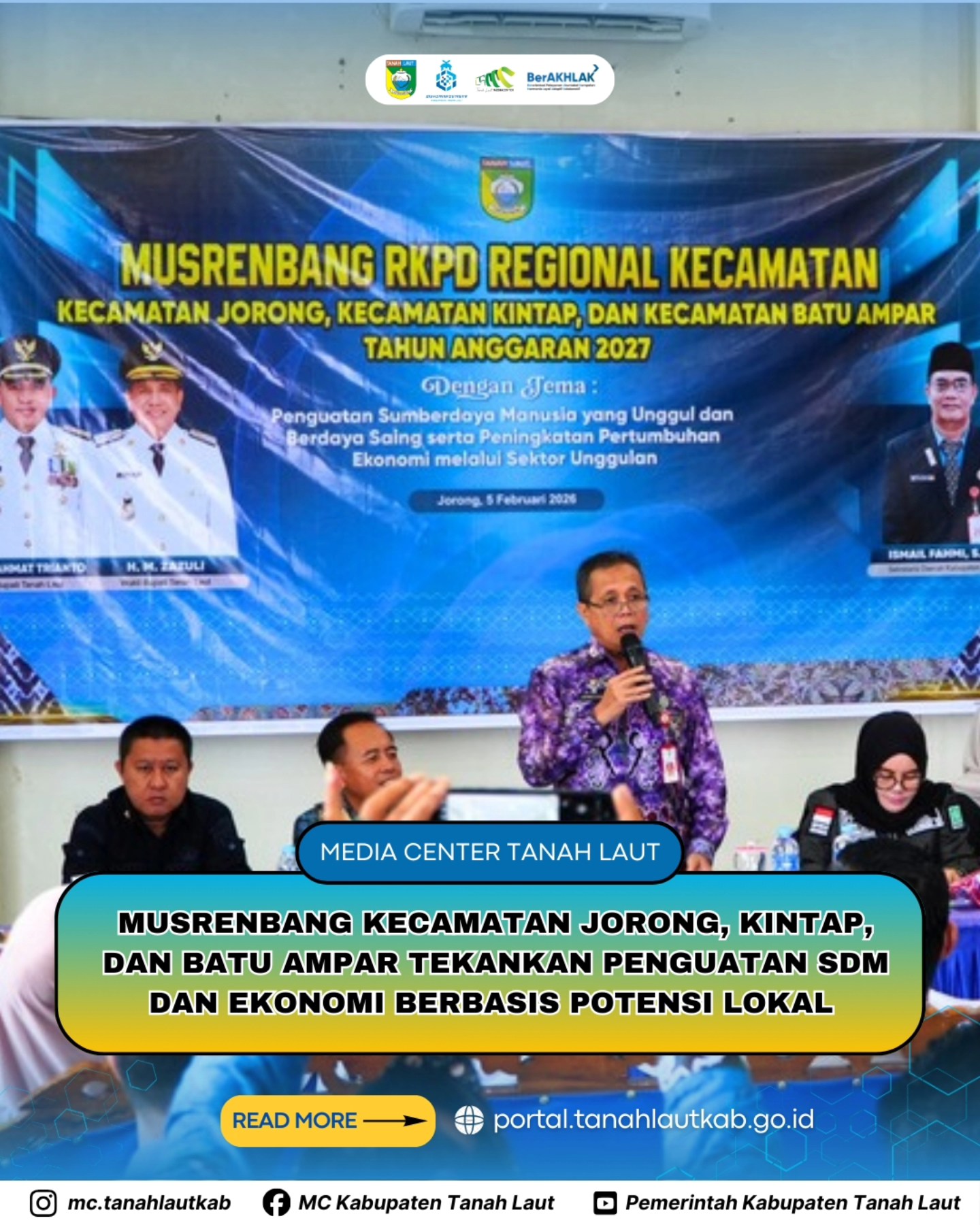 Penguatan SDM dan Pemberdayaan UMKM Ekspos utama di Musrenbang Kecamatan Jorong, Kintap, dan Batu Ampar