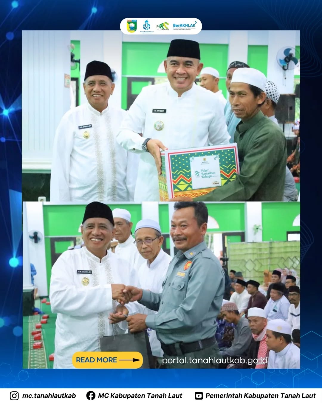 Bupati  didampingi Wabup. Memberikan bantuan dari Pemkab. Tala ke Kecamatan Batam  Rp 1.075.000.000.