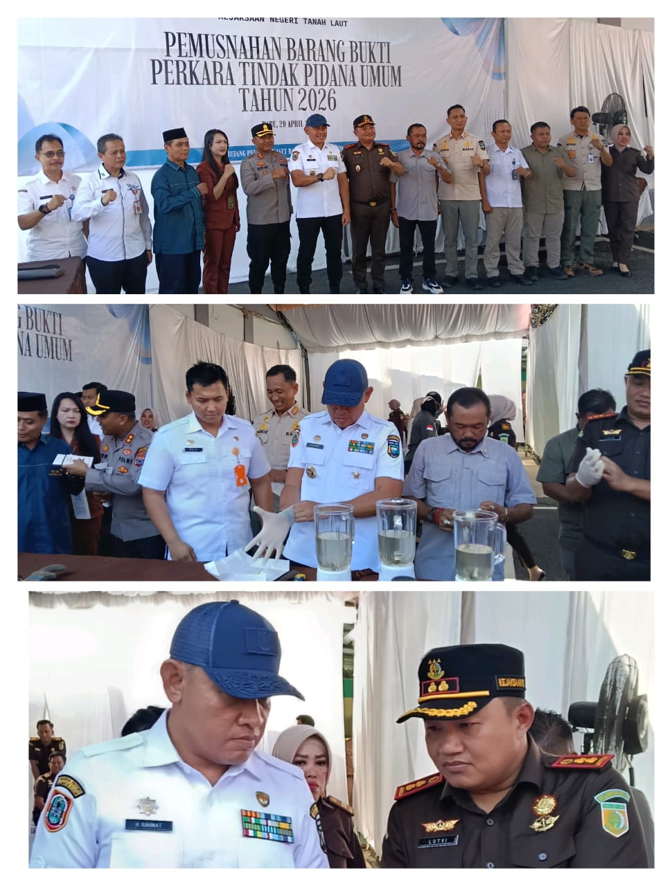 Tunjukkan Komitmen,  Barang Bukti Tindak Kejahatan dimusnakan oleh Kajari,  Bupati, Kapolres disaksikan Unsur Organisasi