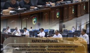 Komisi I DPRD Tanah Laut Gelar Rapat Kerja dengan Dinas PMD, Bedah LKPJ Bupati 2025
