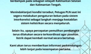 Jaringan Listirk PLN Kalsel Kalteng Terganggu